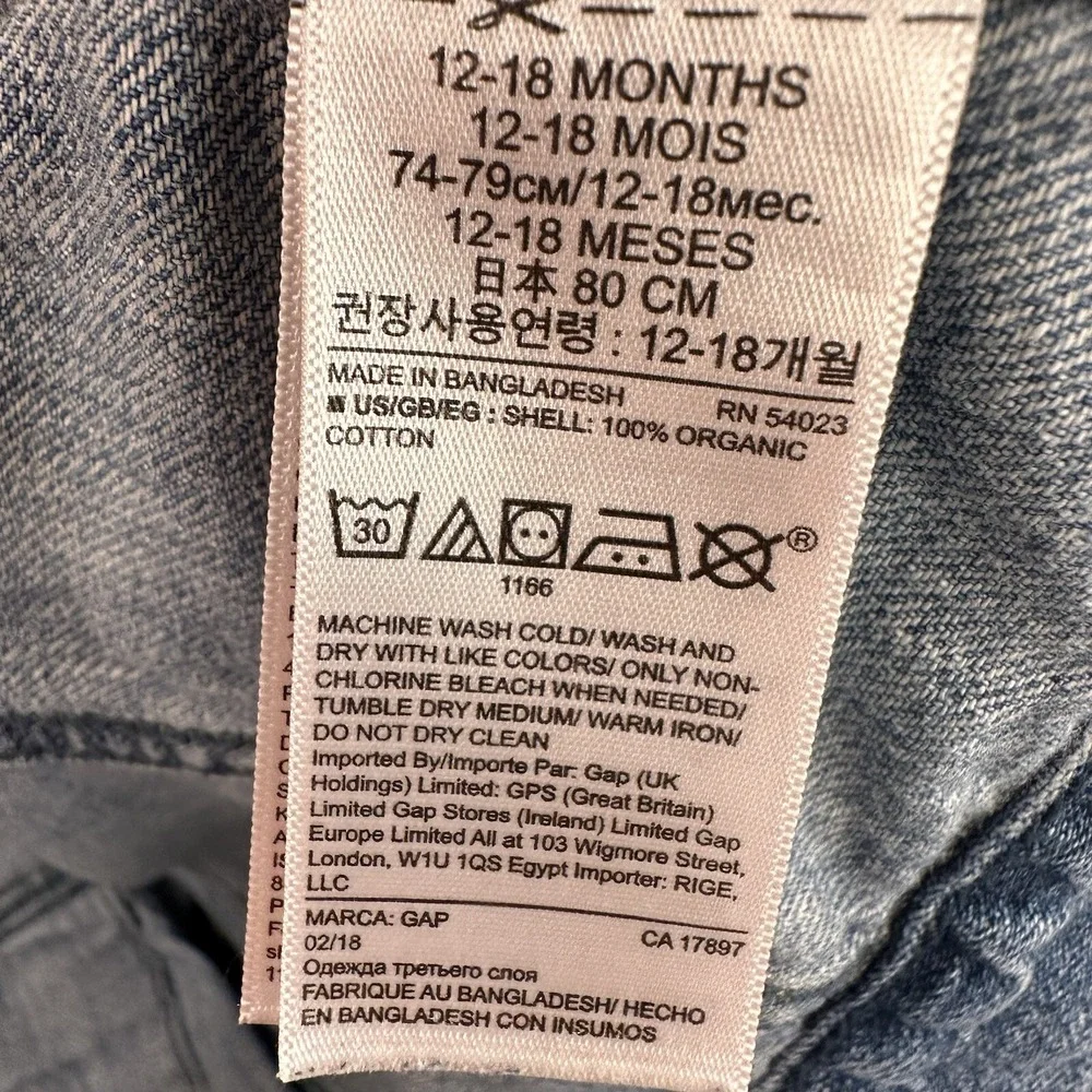 Baby GAP Denim Jacket Toddler Light Wash Classic Jean Jacket